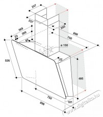 Whirlpool WHVS 90F LT C K döntött páraelszívó Konyhai termékek - Páraelszívó - Kürtős - 379289