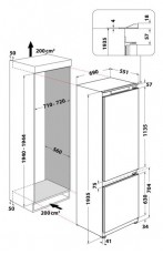 Whirlpool WH SP70 T232 P Beépíthető Total No Frost hűtő, XL hűtőtér/XL fagyasztótér, 6. Érzék, Push To Open Konyhai termékek - Hűtő, fagyasztó (beépíthető) - Alulfagyasztós kombinált hűtő - 499566