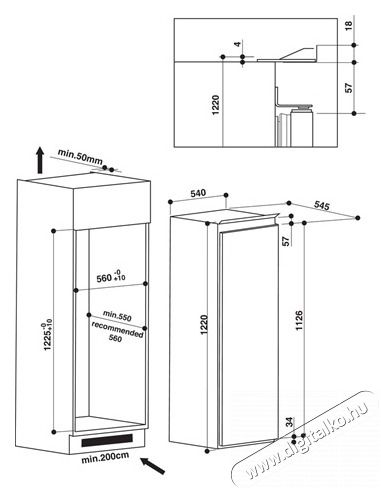 Whirlpool ARG 7182 HŰTŐ BE&Eacute;P&Iacute;THETŐ EGYAJT&Oacute;S Konyhai term&eacute;kek - Hűtő, fagyaszt&oacute; (be&eacute;p&iacute;thető) - Egyajt&oacute;s hűtő - 502919