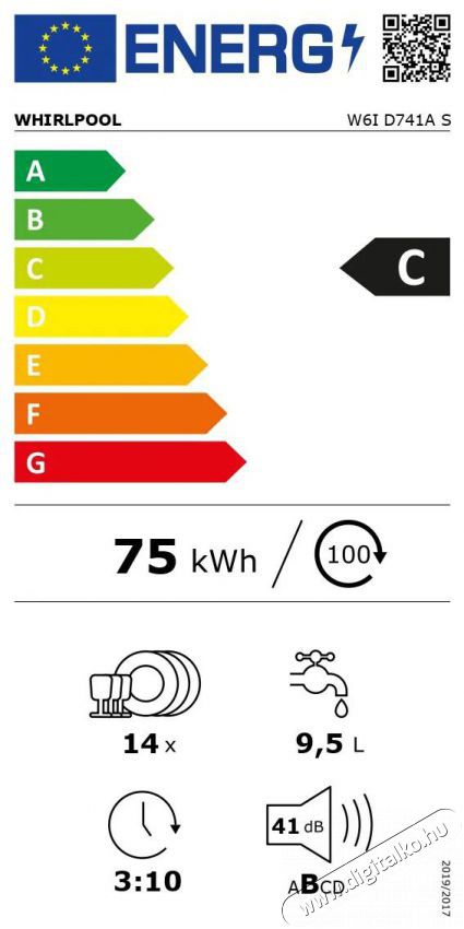 Whirlpool W6I D741A S Konyhai term&eacute;kek - Mosogat&oacute;g&eacute;p - Norm&aacute;l (60cm) be&eacute;p&iacute;thető mosogat&oacute;g&eacute;p - 504643