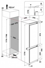 Whirlpool WHC18D011A2 HŰTŐ ALULFAGYASZTÓS BEÉPÍTHETŐ Konyhai termékek - Hűtő, fagyasztó (beépíthető) - Alulfagyasztós kombinált hűtő - 505370