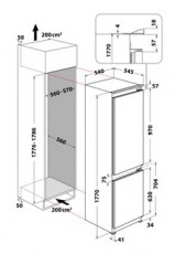 Whirlpool WHC18D011C2 HŰTŐ ALULFAGYASZTÓS BEÉPÍTHETŐ Konyhai termékek - Hűtő, fagyasztó (beépíthető) - Alulfagyasztós kombinált hűtő - 505369