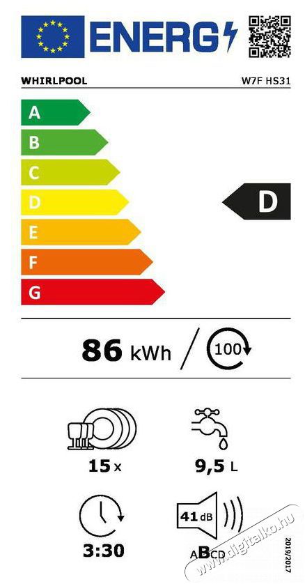 Whirlpool W7F HS31 Konyhai term&eacute;kek - Mosogat&oacute;g&eacute;p - Norm&aacute;l (60cm) szabadon&aacute;ll&oacute; mosogat&oacute;g&eacute;p - 520360