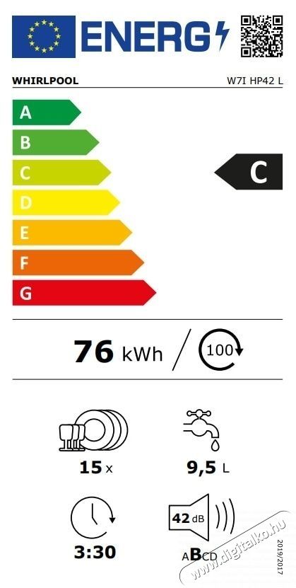 Whirlpool W7IHP42L be&eacute;p&iacute;thető mosogat&oacute;g&eacute;p, 15 ter&iacute;t&eacute;k, 10 program Konyhai term&eacute;kek - Mosogat&oacute;g&eacute;p - Norm&aacute;l (60cm) be&eacute;p&iacute;thető mosogat&oacute;g&eacute;p - 534015