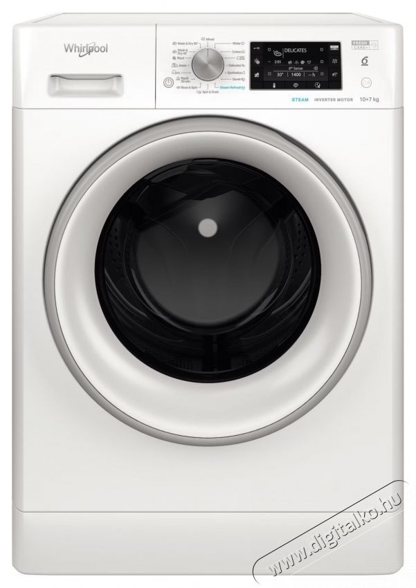 Whirlpool FreshCare+ FFWDD1076258SVEE Mos&oacute;-sz&aacute;r&iacute;t&oacute;g&eacute;p, 10 kg mos&aacute;s, 7 kg sz&aacute;r&iacute;t&aacute;s, 1600 ford/perc, Inverter Motor, LCD Display, B energiaoszt&aacute;ly, Feh&eacute;r H&aacute;ztart&aacute;s / Otthon / K&uuml;lt&eacute;r - Mos&oacute;g&eacute;p / sz&aacute;r&iacute;t&oacute;g&eacute;p - Mos&oacute;-sz&aacute;r&iacute;t&oacute;g&eacute;p - 537539