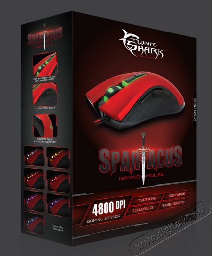 White Shark GM-1601 Spartacus optikai Gamer egér - piros Iroda és számítástechnika - Egér - Vezetékes egér - 325144