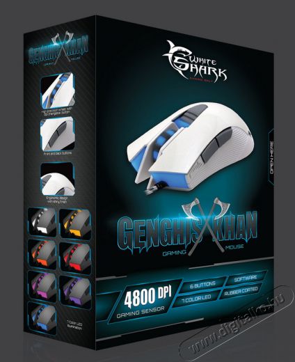 White Shark GM-1603 Genghis Khan optikai Gamer egér - fehér Iroda és számítástechnika - Egér - Vezetékes egér - 325146