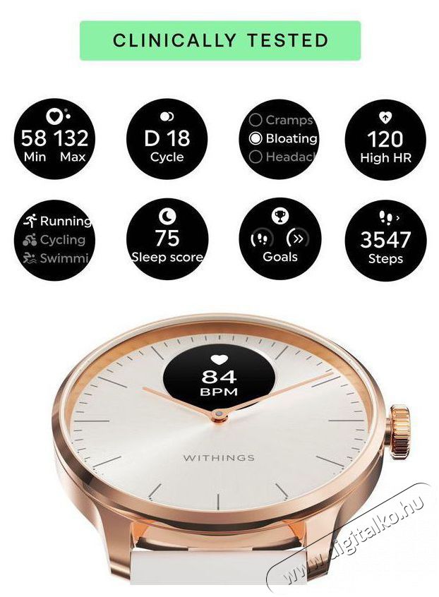 WITHINGS Scanwatch Light 37mm - Sand Mobil / Kommunik&aacute;ci&oacute; / Smart - Okos eszk&ouml;z - Okos&oacute;ra - 520365