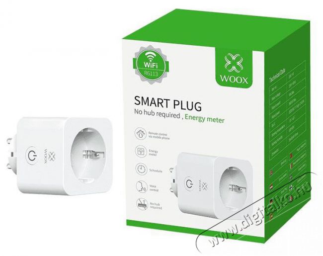 WOOX R6113 Smart Plug EU, Schucko with Energy Monitoring Háztartás / Otthon / Kültér - Okos otthon - Okos konnektor - 520414