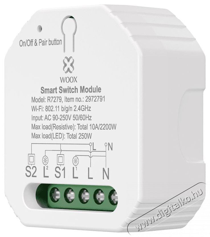 WOOX R7279 Smart 2-gang H&aacute;ztart&aacute;s / Otthon / K&uuml;lt&eacute;r - Okos otthon - Kieg&eacute;sz&iacute;tő - 520420