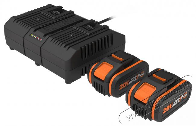 Worx WA3611 2 × AKU 4 Ah/ kettős töltő 2 A Akkuk és töltők - Li-ion akkumulátor és töltő (gyári) - Szettben - 519274