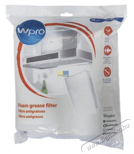 Wpro UGF-016 Univerzális zsírszűrő - vágható, 470 x 970 mm (150 g/ m2) X2 Konyhai termékek - Páraelszívó - Kiegészítő - 316537