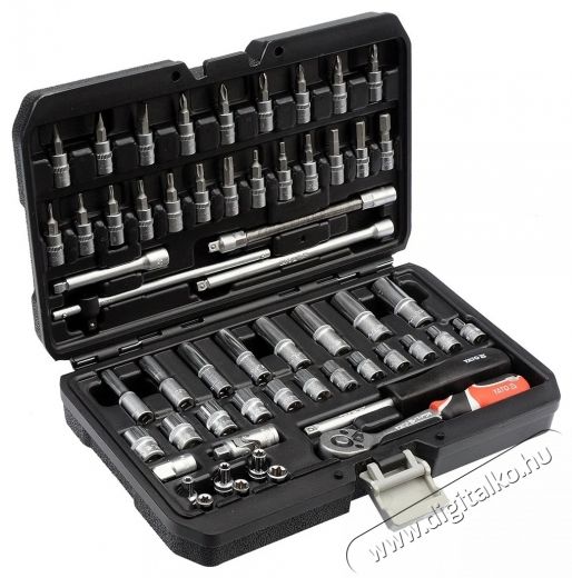 YATO Dug&oacute;kulcs k&eacute;szlet, 1/4  56 db, XS H&aacute;ztart&aacute;s / Otthon / K&uuml;lt&eacute;r - Szersz&aacute;m - Csavarh&uacute;z&oacute; / kulcs / f&uacute;r&oacute; / szersz&aacute;m k&eacute;szlet - 520496