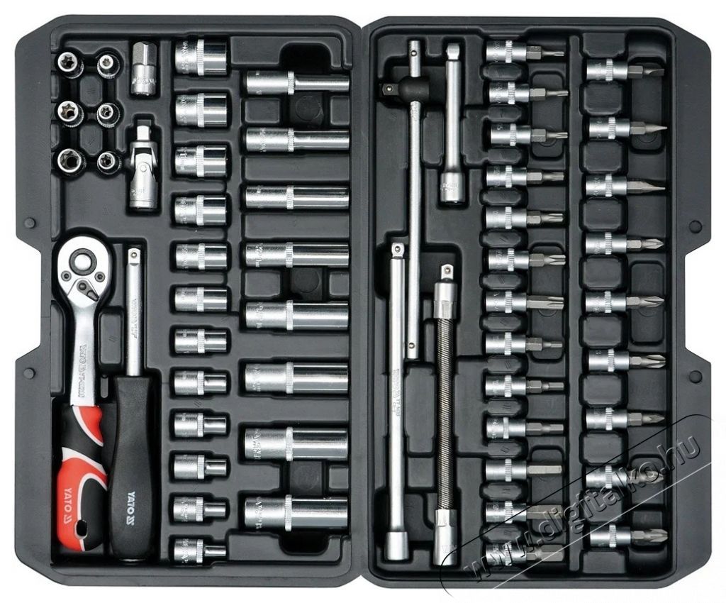 YATO Dug&oacute;kulcs k&eacute;szlet, 1/4  56 db, XS H&aacute;ztart&aacute;s / Otthon / K&uuml;lt&eacute;r - Szersz&aacute;m - Csavarh&uacute;z&oacute; / kulcs / f&uacute;r&oacute; / szersz&aacute;m k&eacute;szlet - 520496
