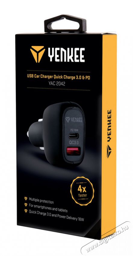 Yenkee YAC 2042 QC3.0 + PD18W autós töltő Mobil / Kommunikáció / Smart - Mobiltelefon kiegészítő / tok - Hálózati-, autós töltő - 349395