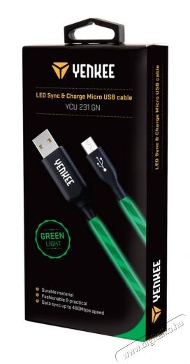Yenkee YCU 231 LED-es micro USB kábel - zöld Mobil / Kommunikáció / Smart - Mobiltelefon kiegészítő / tok - Kábel / átalakító - 349399