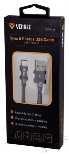 Yenkee YCU 302 GY Type-C USB kábel 2m Tv kiegészítők - Kábel / csatlakozó - USB kábel - 342993
