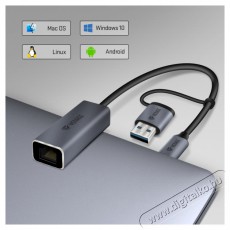 Yenkee YTC 013 gigabites ethernet adapter USB 3.0 és USB-C 3.1 portokkal Tv kiegészítők - Kábel / csatlakozó - Csatlakozó / elosztó / átalakító - 376957
