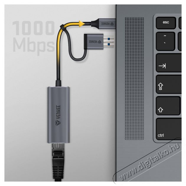 Yenkee YTC 013 gigabites ethernet adapter USB 3.0 és USB-C 3.1 portokkal Tv kiegészítők - Kábel / csatlakozó - Csatlakozó / elosztó / átalakító - 376957