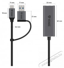 Yenkee YTC 013 gigabites ethernet adapter USB 3.0 és USB-C 3.1 portokkal Tv kiegészítők - Kábel / csatlakozó - Csatlakozó / elosztó / átalakító - 376957