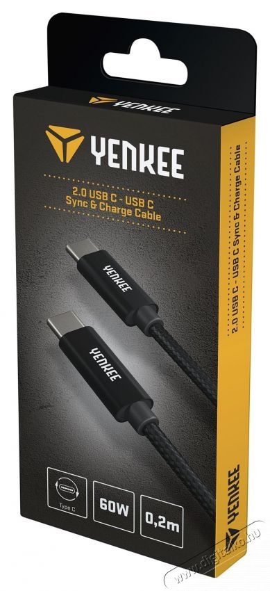 Yenkee YCU C02 BK k&aacute;bel USB C-C 2.0/ 0,2m Tv kieg&eacute;sz&iacute;tők - K&aacute;bel / csatlakoz&oacute; - USB k&aacute;bel - 400817