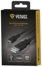 Yenkee YCU 010 BK USB A / miniUSB 1,5m Tv kiegészítők - Kábel / csatlakozó - USB kábel - 495026