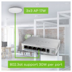 Zyxel GS1005-HP 5port Gigabit LAN Nem menedzselhető PoE+ Switch Iroda és számítástechnika - Hálózat - Switch - 392890
