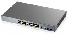 Zyxel GS1350-26HP 24x GbE LAN PoE (375W) 2x GbE RJ45/SFP Combo port smart menedzselhető CCTV PoE switch Iroda és számítástechnika - Hálózat - Switch - 392879
