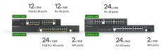 Zyxel GS1900-24EP 12port GbE LAN + 12port PoE LAN (130W) Smart menedzselhető switch Iroda és számítástechnika - Hálózat - Switch - 392878